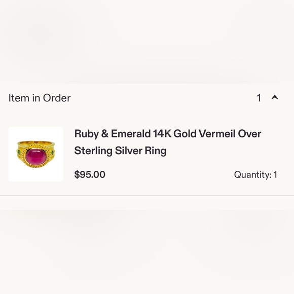 Ruby and Emerald 14K Gold Vermeil over Sterling Silver Ring - Picture 5 of 6